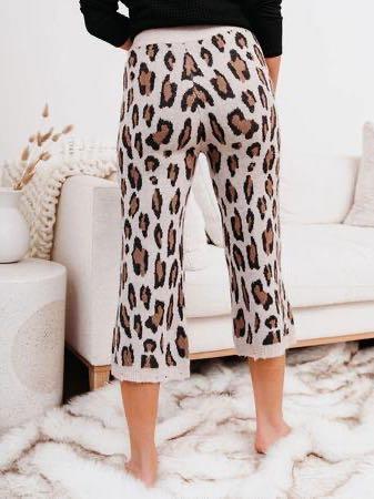 Loose Leopard Print Beach Knit Pants Home Pants - LuckyFash™