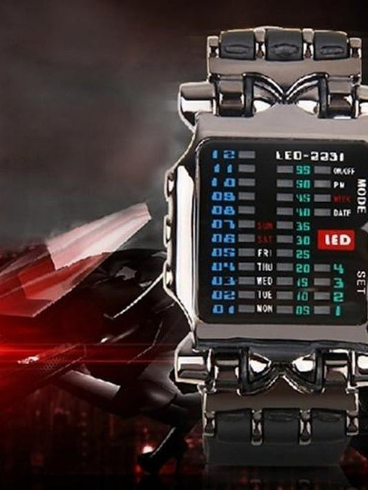 Boys Mens Fashion Binary LED Digital Wristwatch Date Square Dial Casual Plastic Strap Bracelet Watch lovely Style - LuckyFash™