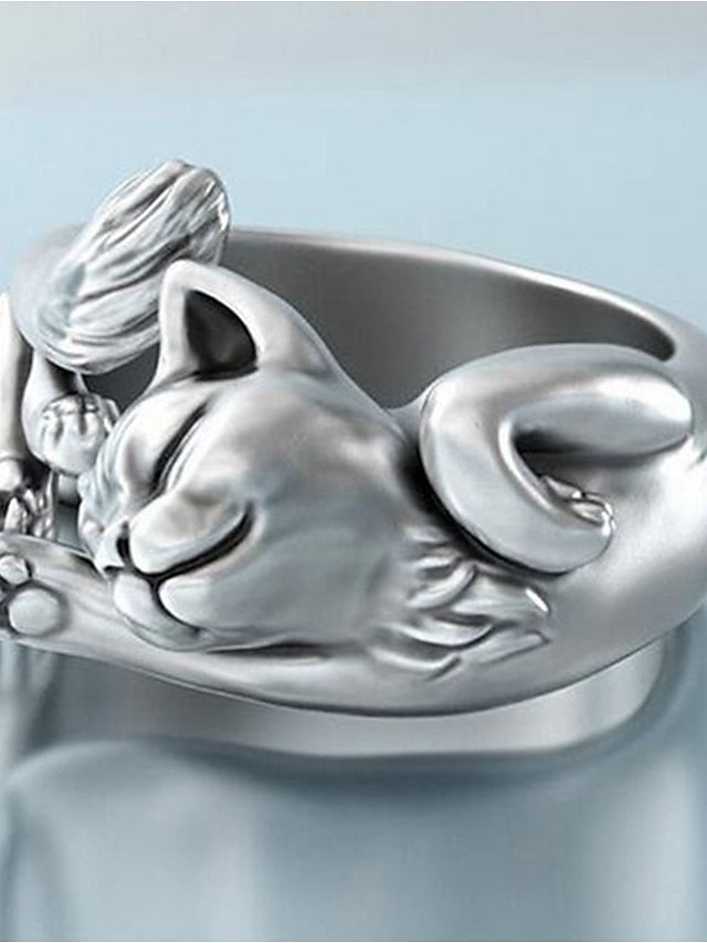 Women's 1pc Adjustable Ring For Men's Street Date Alloy Classic Cat