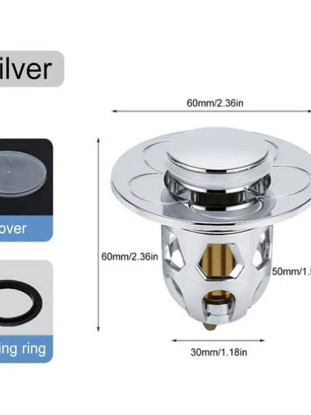 Bathroom&Kitchen Sink Stopper and Strainer Sink Drain Strainer Basket Replacement,Brass Body Metal Center Knob