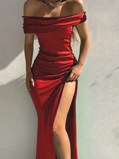 MsDressly Maxi Dresses Elegant Solid Off-Shoulder Slit Evening Maxi Dress DRE231012102REDS(4)