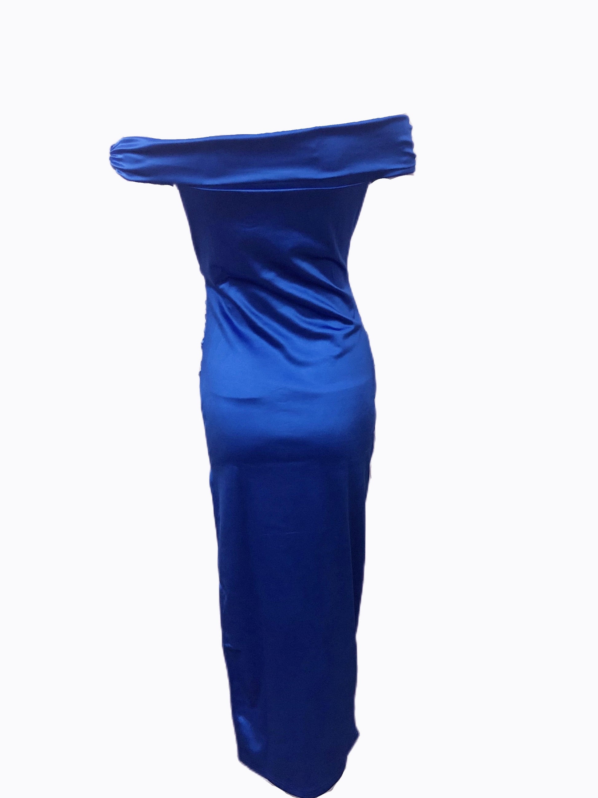 MsDressly Maxi Dresses Elegant Solid Off-Shoulder Slit Evening Maxi Dress