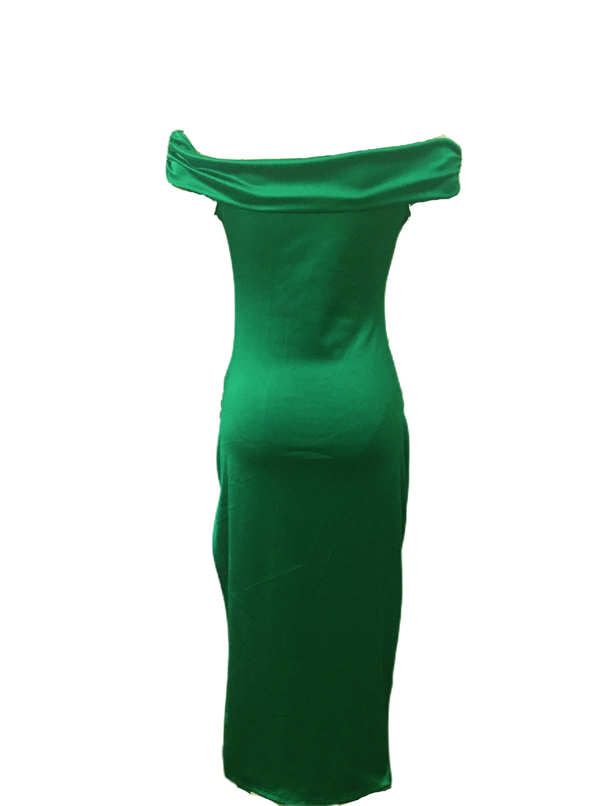 MsDressly Maxi Dresses Elegant Solid Off-Shoulder Slit Evening Maxi Dress