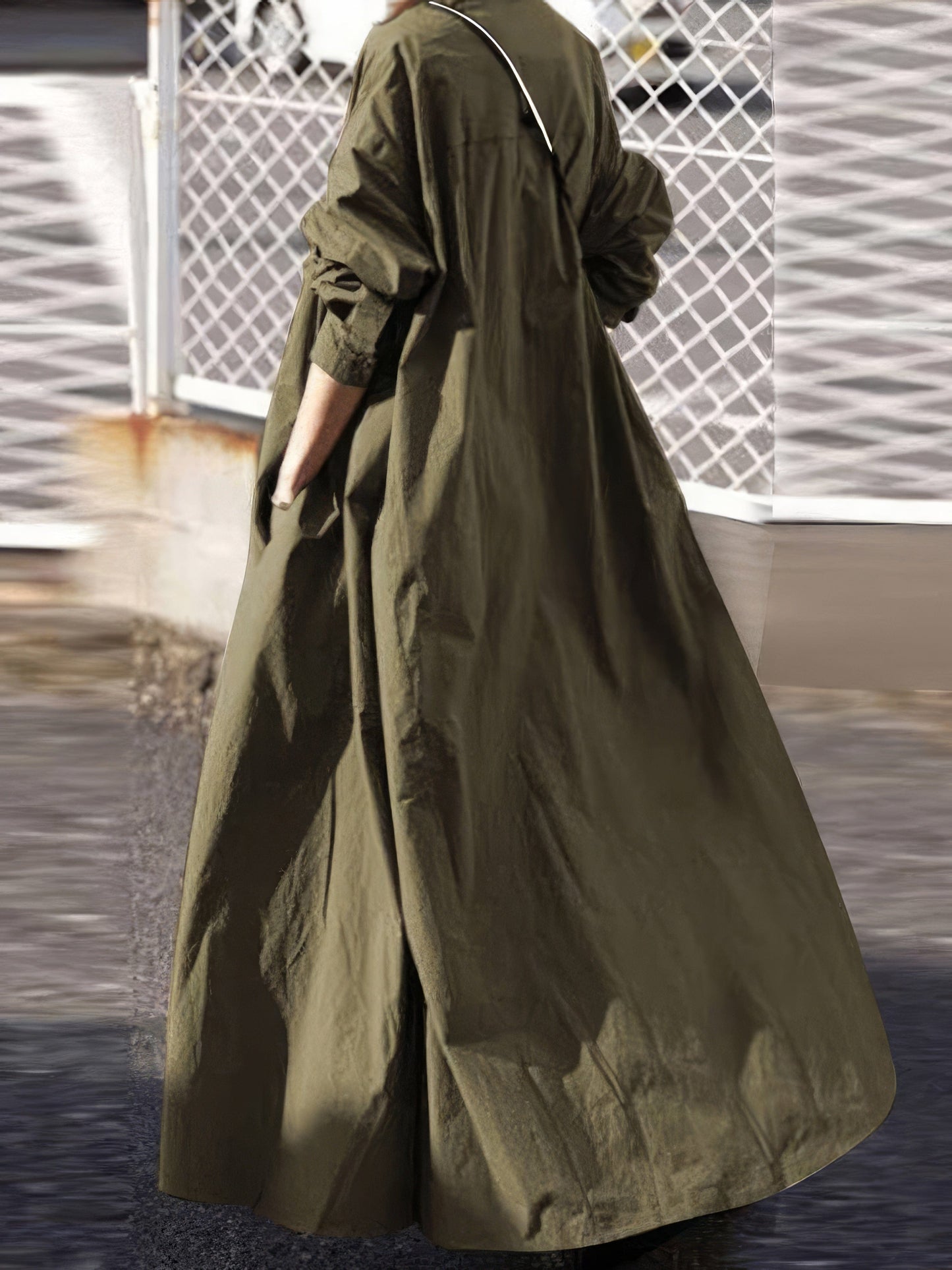 MsDressly Maxi Dresses Solid Retro Ethnic Style Loose Maxi Dress