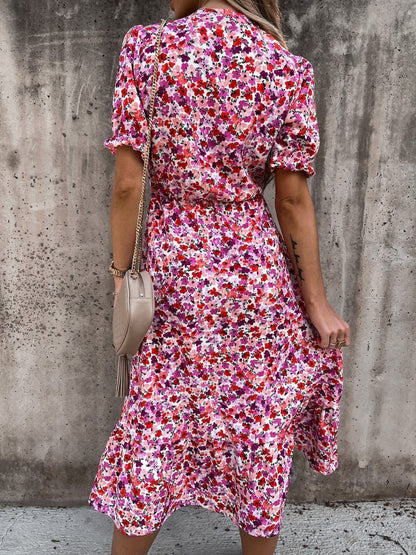 MsDressly Maxi Dresses V-neck Print Split Long Dress