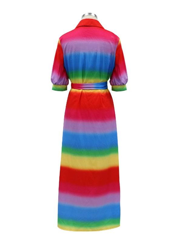 Mid-sleeve Rainbow Casual Long Skirt - LuckyFash™