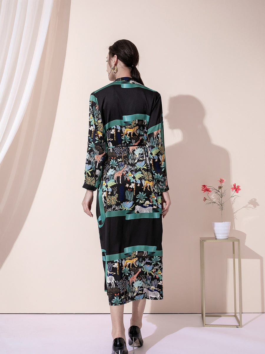 MsDressly Midi Dresses Personality Pleated Floral Print Midi Dress