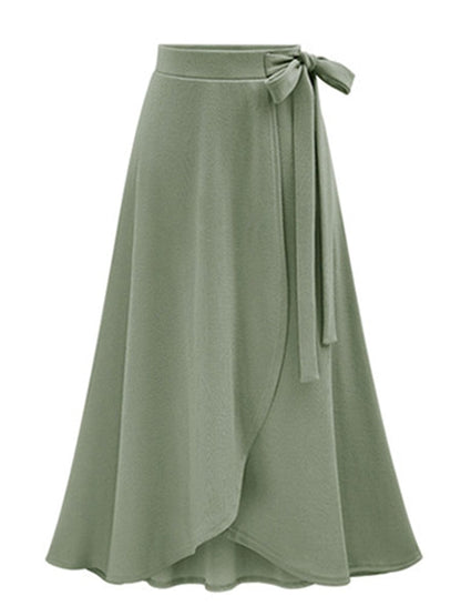 MsDressly Midi Dresses Tie Waisted A-Line Wrap Midi Dress DRE2307180309GREM