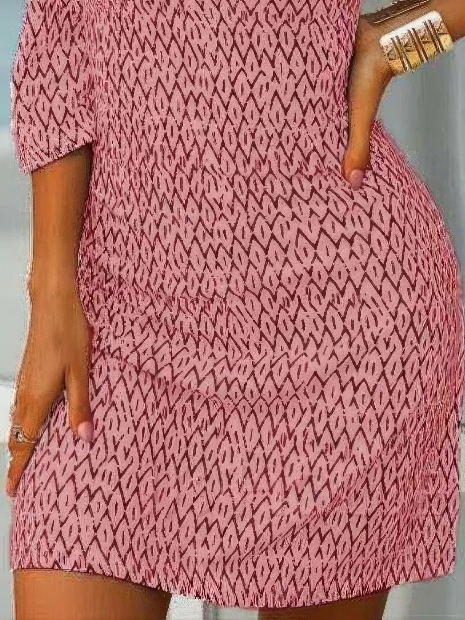 MsDressly Mini Dresses Printed Mid-Sleeve Off The Shoulder Dress