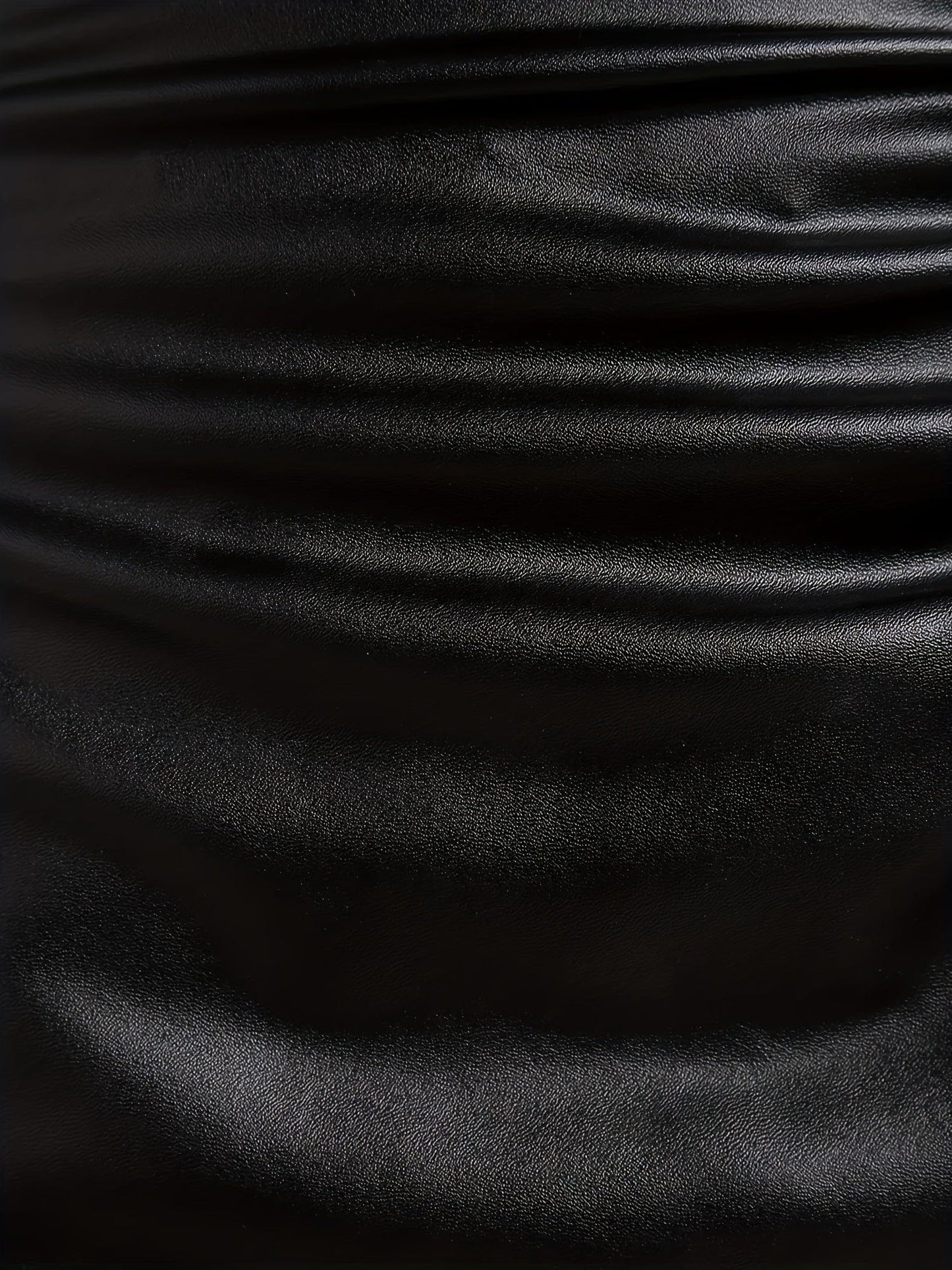 MsDressly Mini Dresses Sexy A-Line PU Leather Side Tie Drawstring Slit Mini Dress
