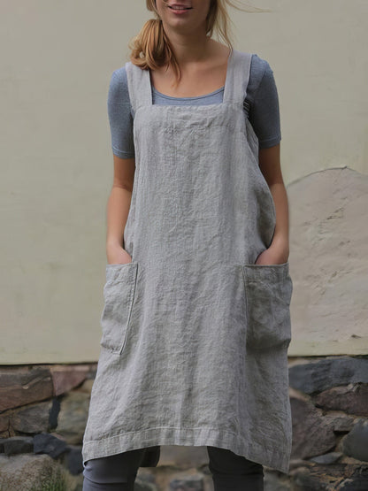 MsDressly Mini Dresses Solid Home Service Loose Short Dress With Pocket  - Bare - A-Line - Square - Tube DRE2107172035GRAS