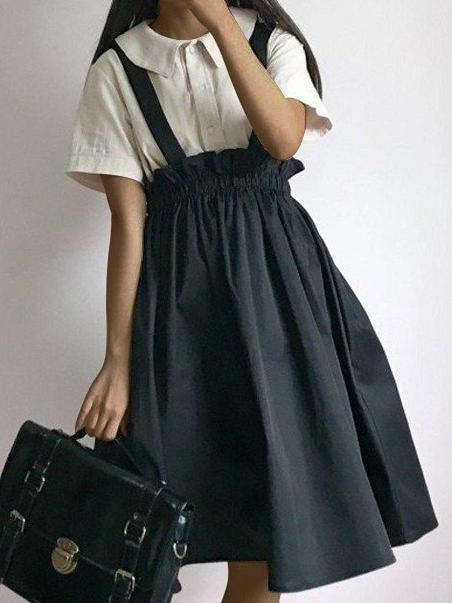 MsDressly Mini Dresses Suspender Braces Skirts Elastic Waist Overall Mini Dress DRE2307180312BLAS