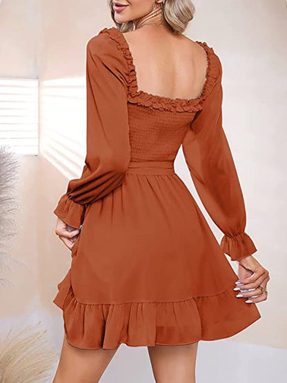 MsDressly Mini Dresses V-Neck Chiffon Waist Closing Mini Dress