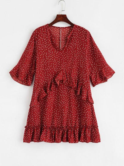 Mini Polka Dot Ruffled Dress for Women