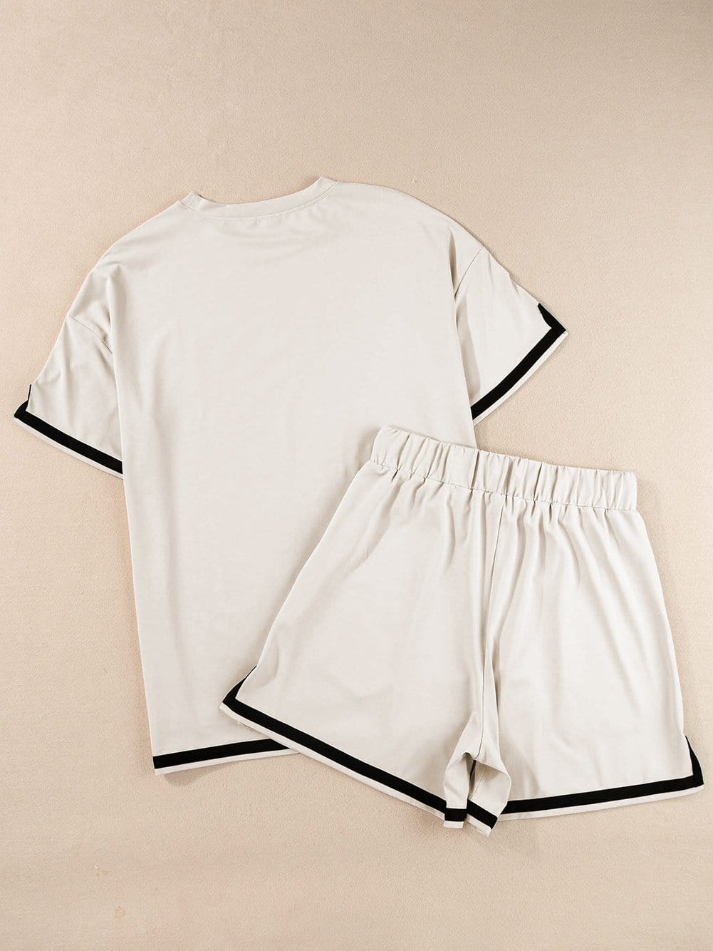 Modern Apricot Trim Tee and Shorts Ensemble