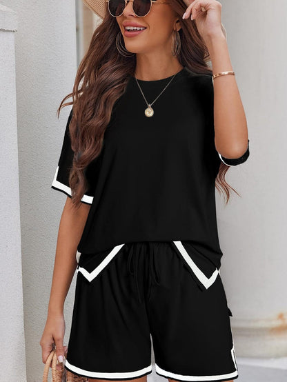 Modern Black Trim Tee and Shorts Co-ord Set