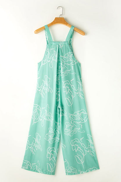 Moonlight Jade Floral Printed Wide Leg Jumpsuit