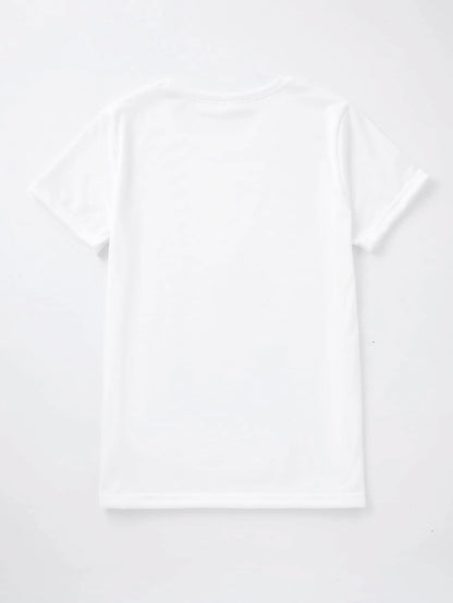Casual Heart Print Crew Neck Loose Short Sleeve Sports T-Shirt