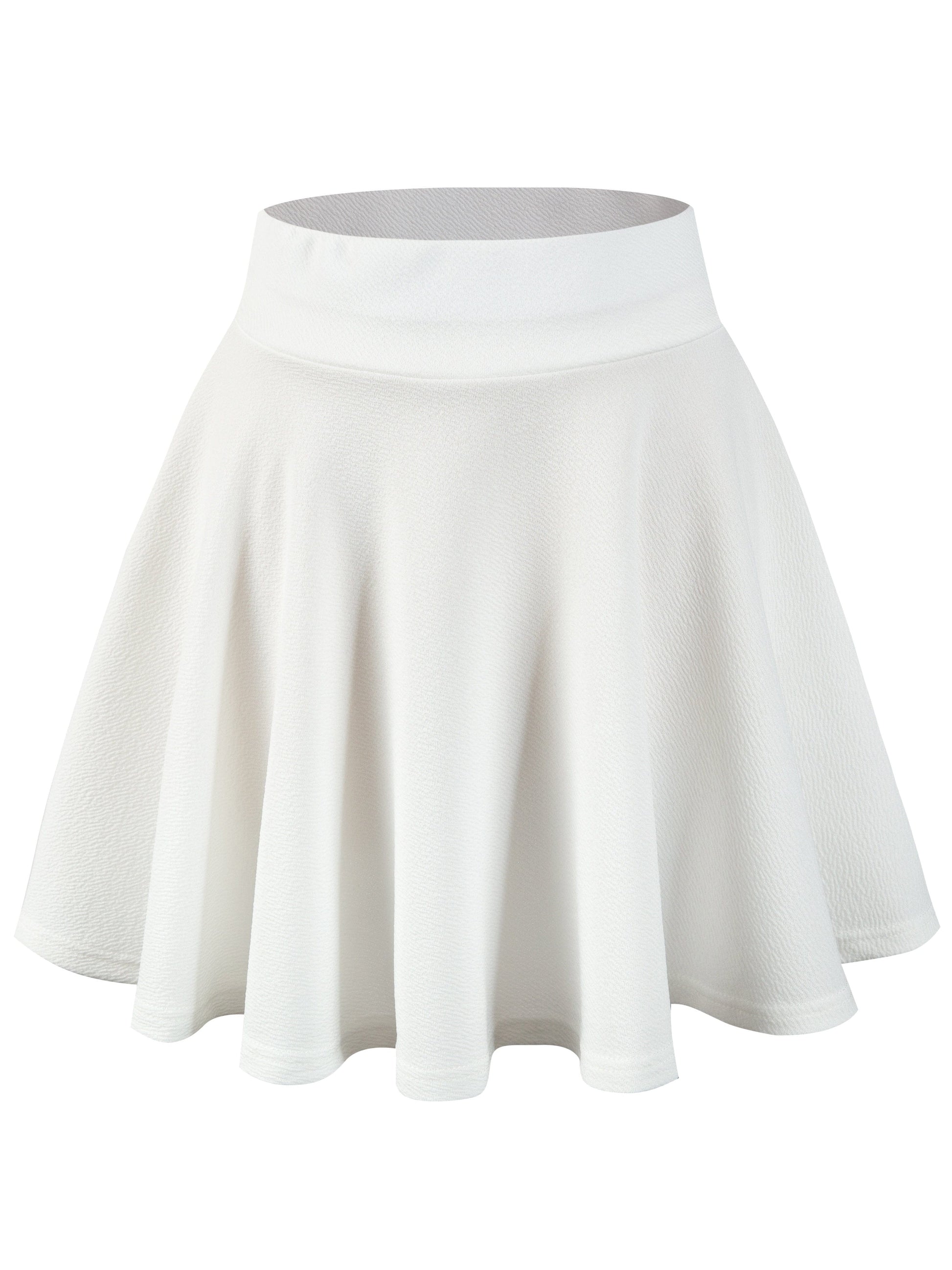 Casual Solid High Waist Pleated Skater Skirt Mini Dress DRE231012137WHIXS(2) White / XS(2)