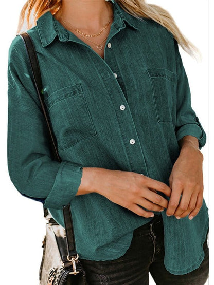 Casual Versatile Loose Long Sleeve Blouse BLO2212141935BGRES Green / 2 (S)