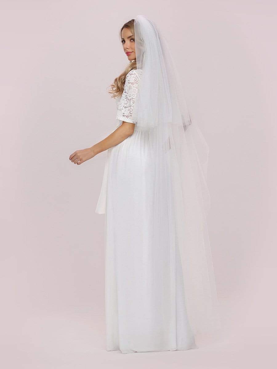 Comfortable Chiffon Wedding Dress With Lace Short Sleeves