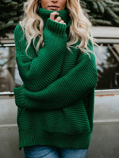 Cozy and Stylish Pullover Long Sleeve Sweater SWE2306010008GRES Green / 2 (S)
