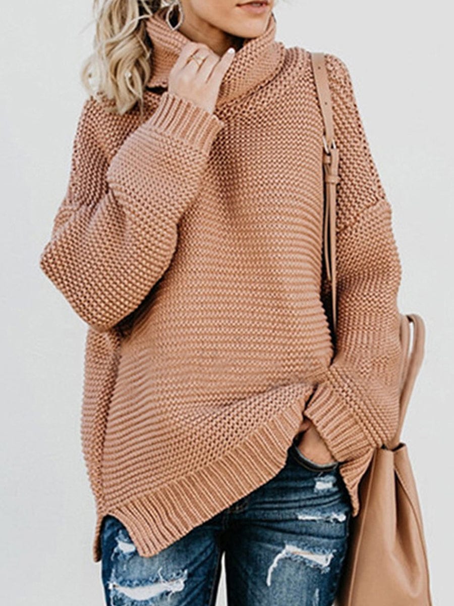 Cozy and Stylish Pullover Long Sleeve Sweater SWE2306010008KHAS Khaki / 2 (S)