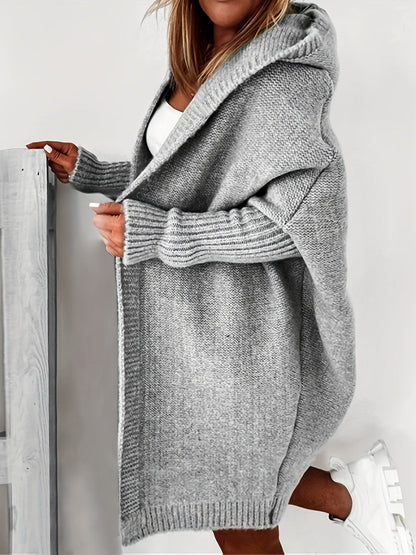 Cozy Oversized Loose Long Sleeve Hooded Knitted Cardigan CAR231012015GRYS(4) Gray / S(4)