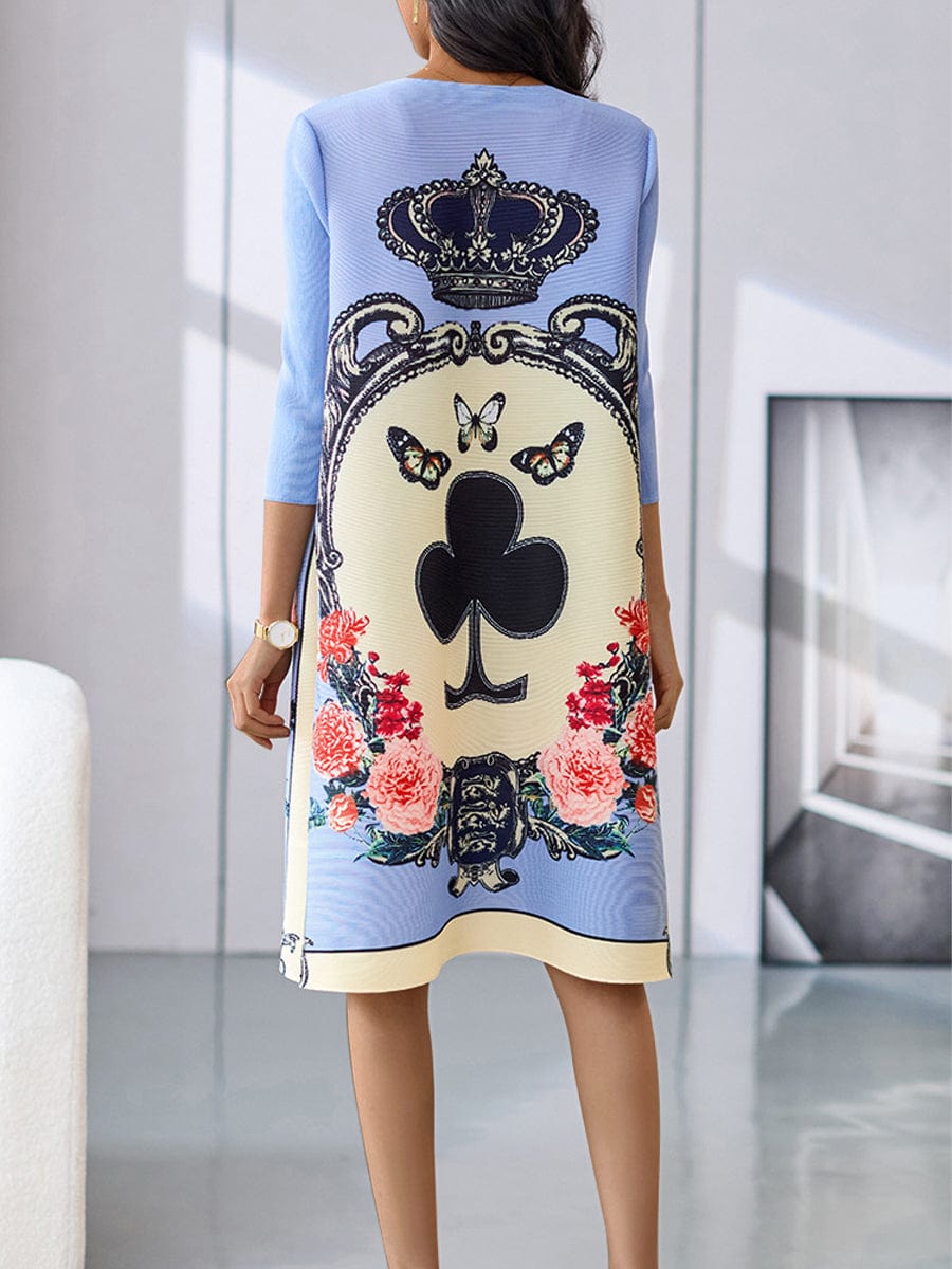 Elegant Commuter Loose Digital Printing Pleated Fashion Mini Dress