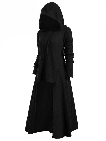 Night Knight Pullover Hooded Coat Dress 01216DRE167SBLA Black / 2 (S)