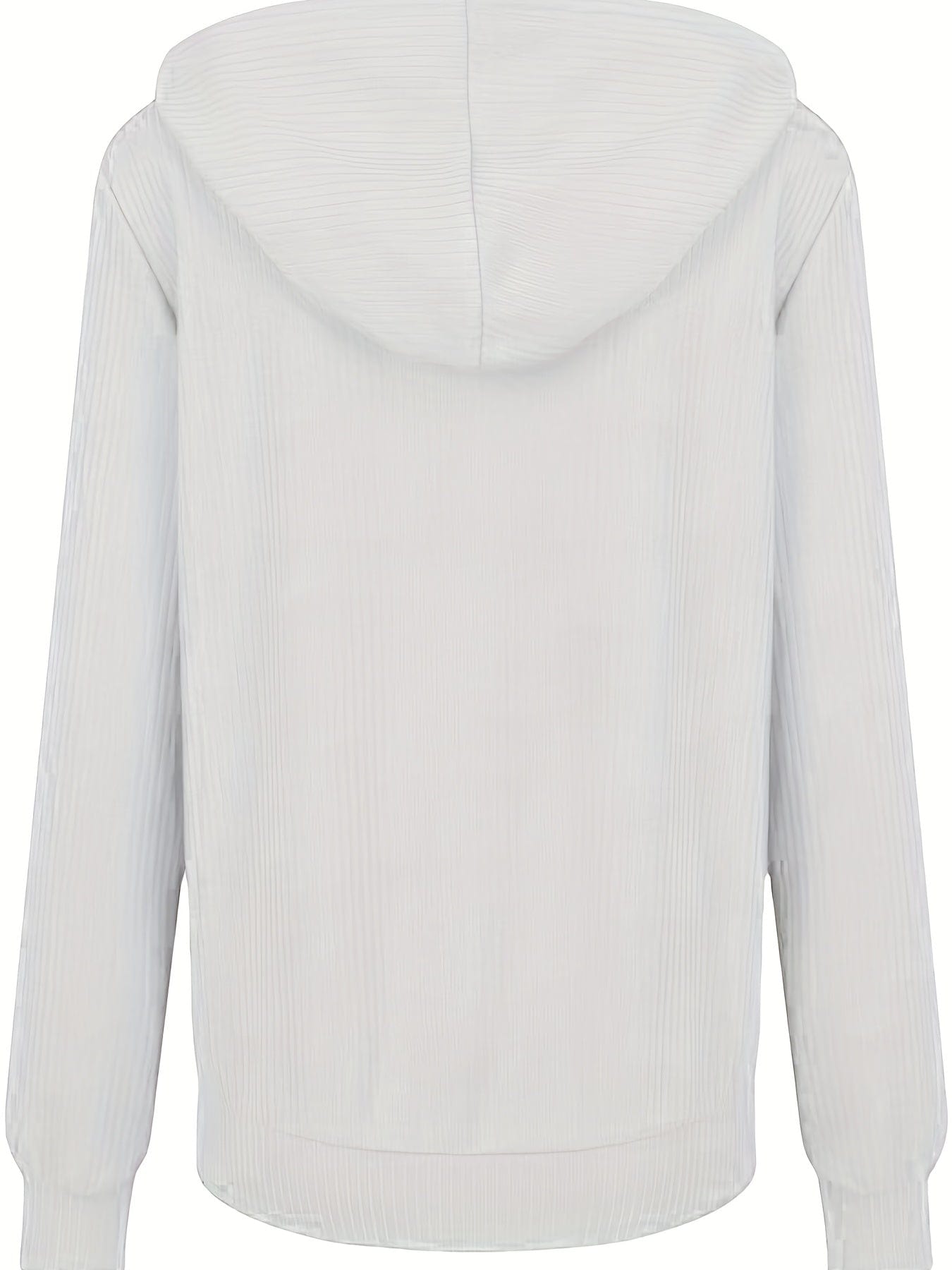 Plus Size Casual Coat, Women's Plus Solid Ribbed Zip Up Long Sleeve Drawstring Hoodie Sweater PLU2309A3506WHT1XL(14) White / 1XL(14)