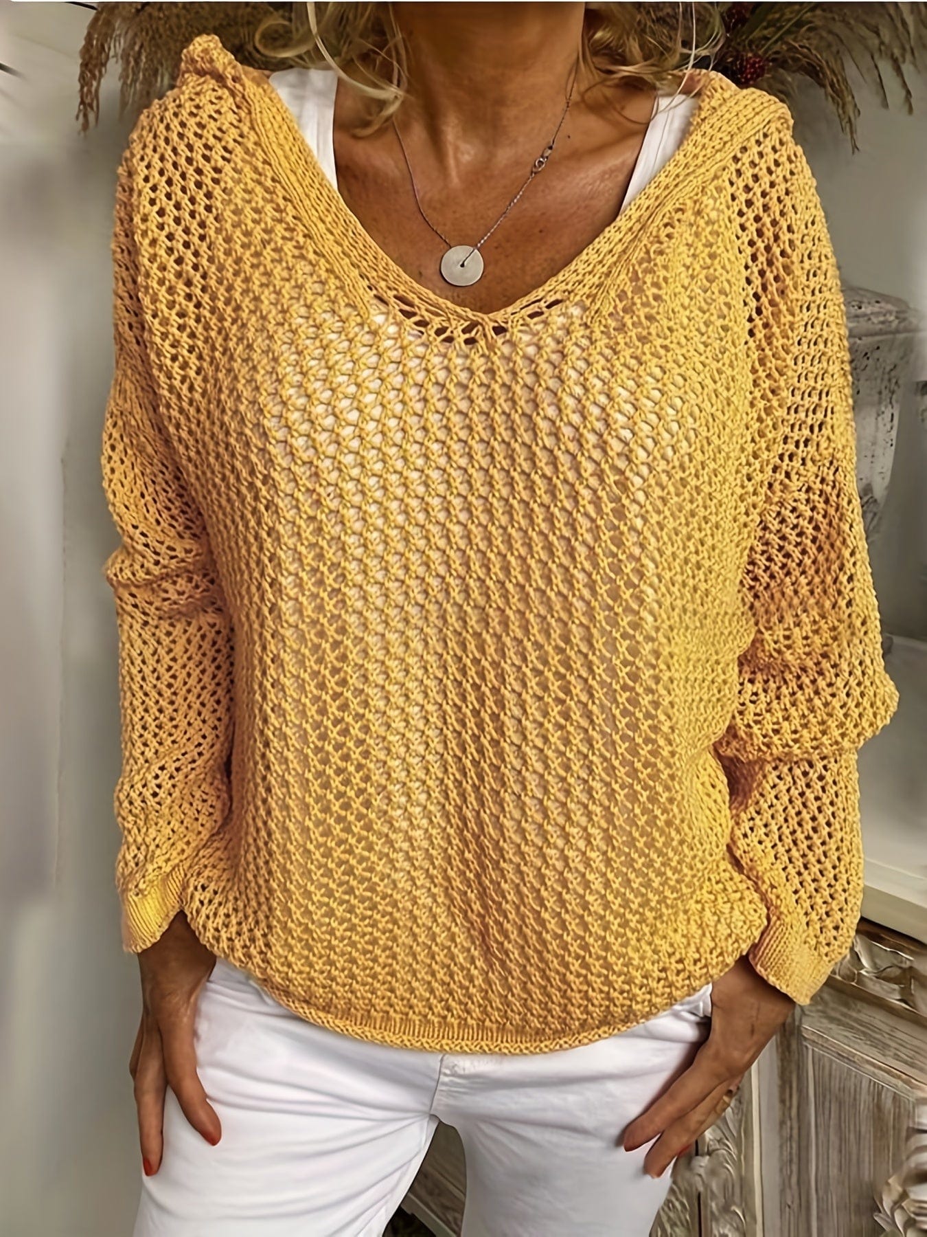 Plus Size Casual Sweater, Women's Plus Solid Long Sleeve Slight Stretch Hooded Sweater PLU2309A2806YEL1XL(14) Yellow / 1XL(14)
