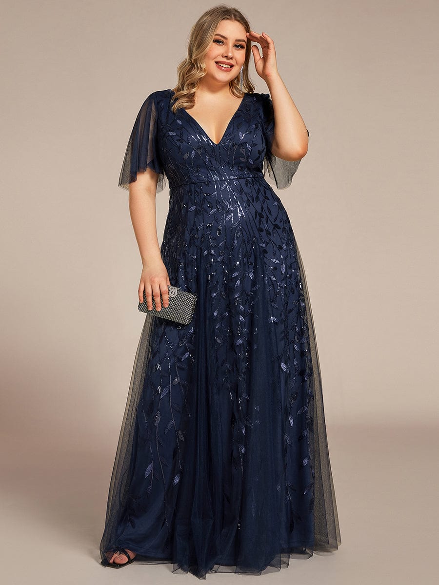 Plus Size Floor Length Formal Evening Gowns for Weddings DRE230976733NBY16 Navy / 16
