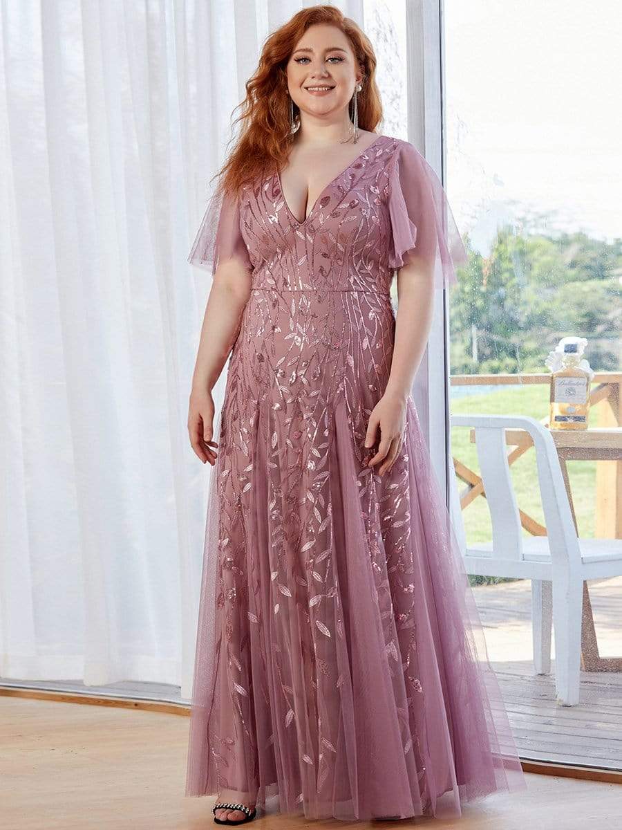 Plus Size Floor Length Formal Evening Gowns for Weddings DRE230976741POH16 RosyBrown / 16