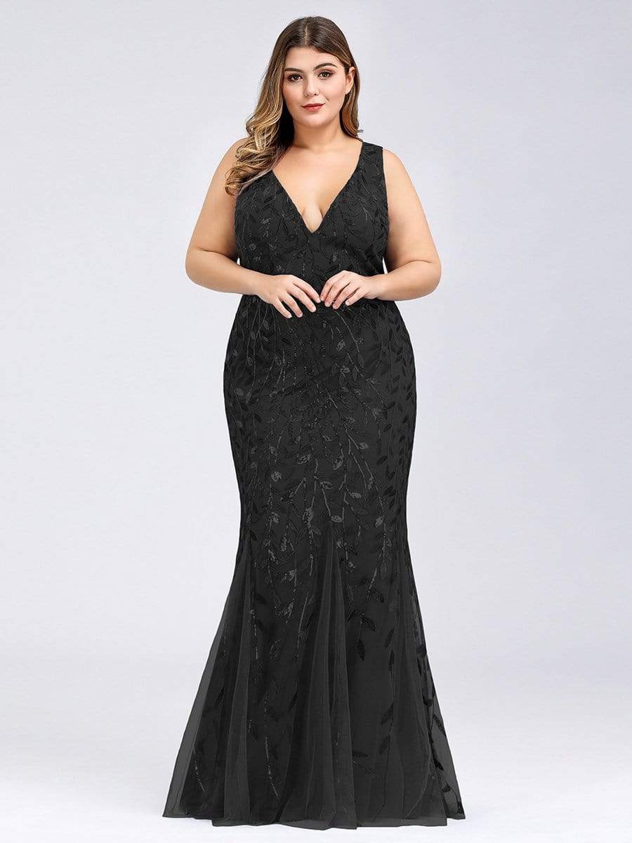 Plus Size Maxi Sequin Formal Dresses & Gowns DRE230973833BLK16 Black / 16
