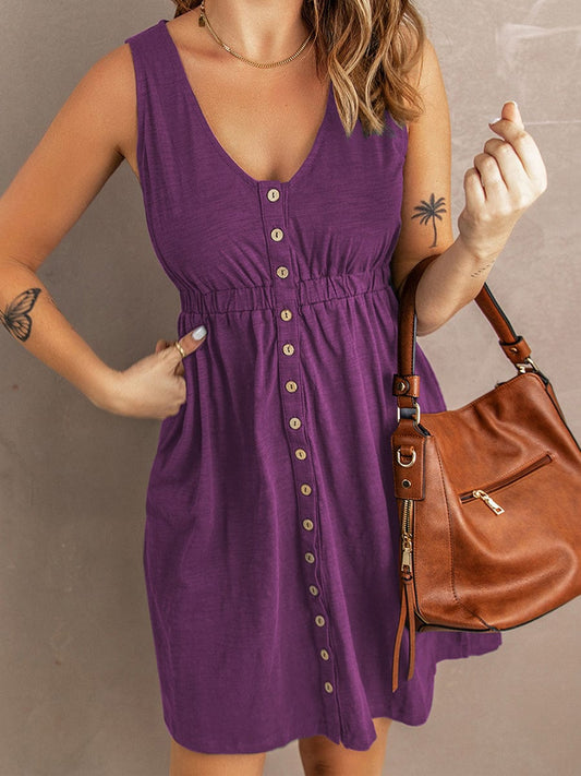 Sexy Pure Color Strapless Waist Sleeveless Mini Dress DRE2306090246PURS Purple / 2 (S)