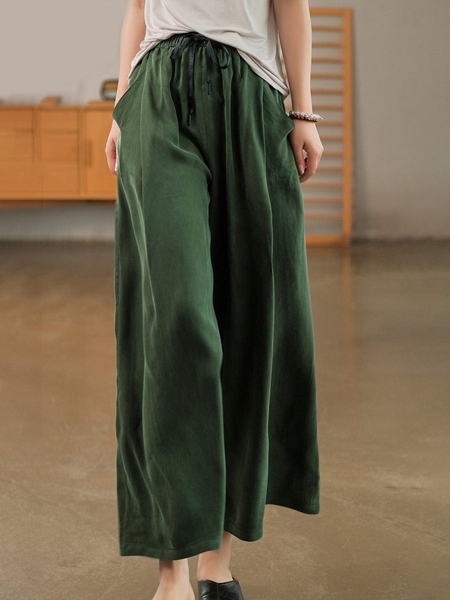 Size Curve Pants Cool Feeling Tie Elastic Loose Casual Pants TRO2303170006DGRXL DarkGreen / 12 (XL)