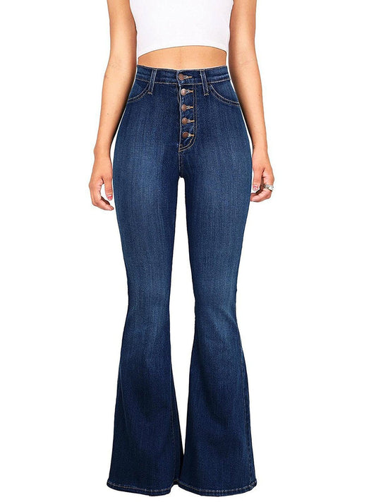 Slim Fitting High Waist Flare Jeans DEN2301040001DBLUS Navy / 2 (S)