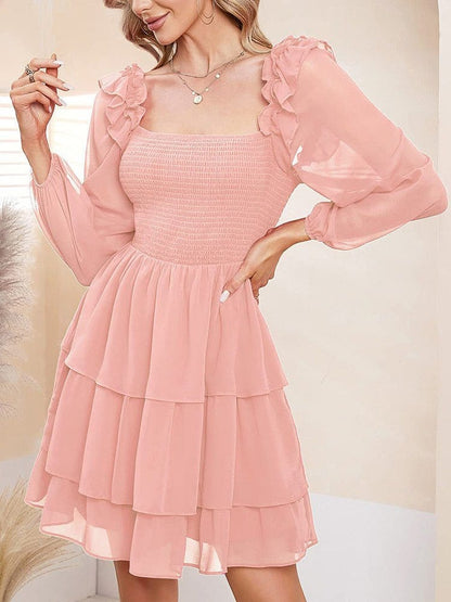 Slim Square Neck Mini Dress DRE2212125651PINS Pink / 2 (S)