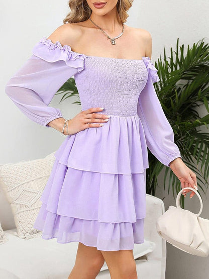 Slim Square Neck Mini Dress DRE2212125651LPURS Violet / 2 (S)