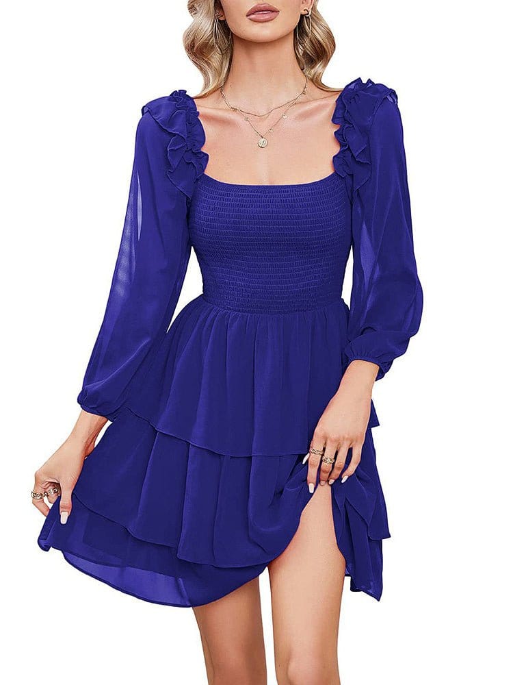 Slim Square Neck Mini Dress DRE2212125651BLUS Blue / 2 (S)