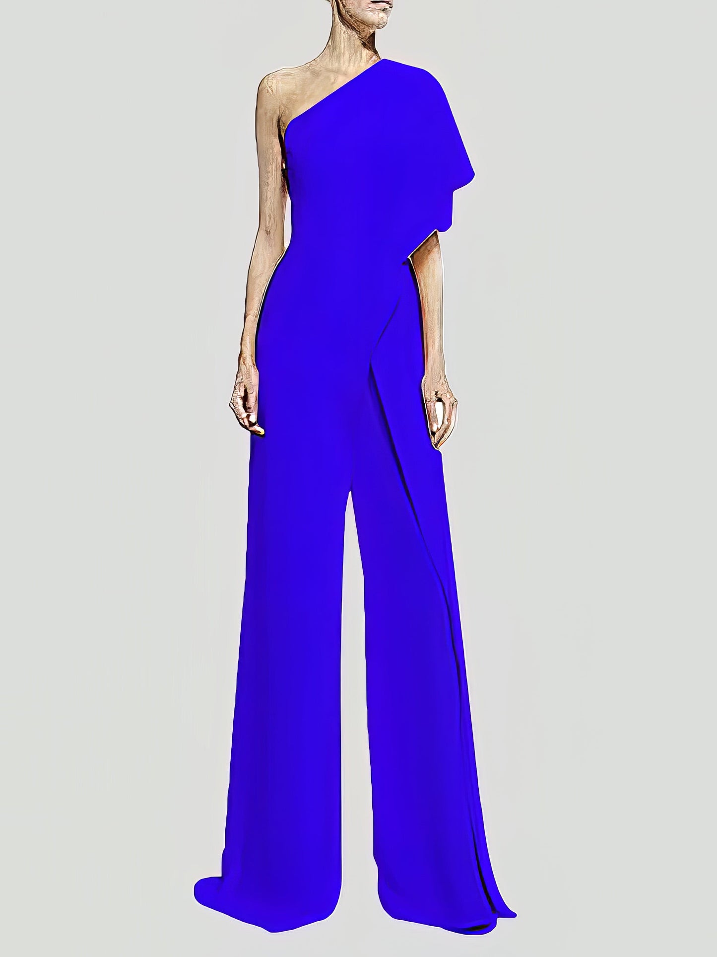 Solid One Shoulder Wide Leg Jumpsuit JUM2201221409BLUS Blue / 2 (S)