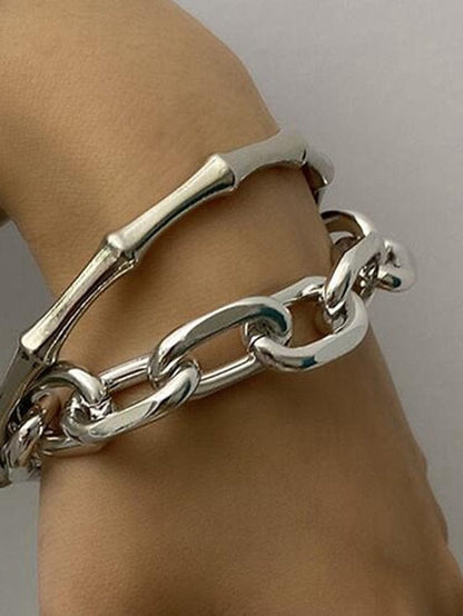 Women's 2pcs Bracelet Classic Fashion Punk Personalized Alloy Bracelet Jewelry Silver / Gold For Daily Date