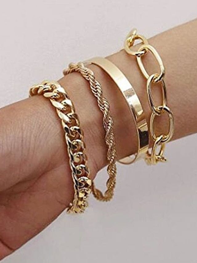 Women's 4pcs Bracelet Classic Fashion Punk Personalized Alloy Bracelet Jewelry Silver / Gold For Daily Date