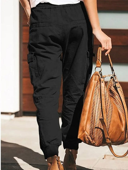 Women's Cargo Pants Pants Trousers Cuffed Cargo Drawstring Multiple Pockets Plain Comfort Full Length Casual Weekend