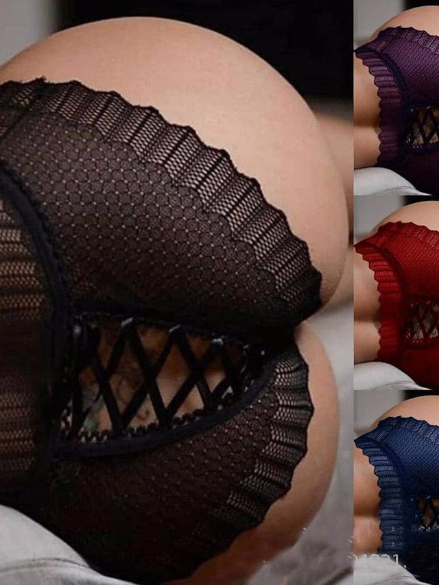 Women's Hot Pants Shapewear Lace Black Wine Blue Sexy Lace Stretchy Short Sports Solid Colored