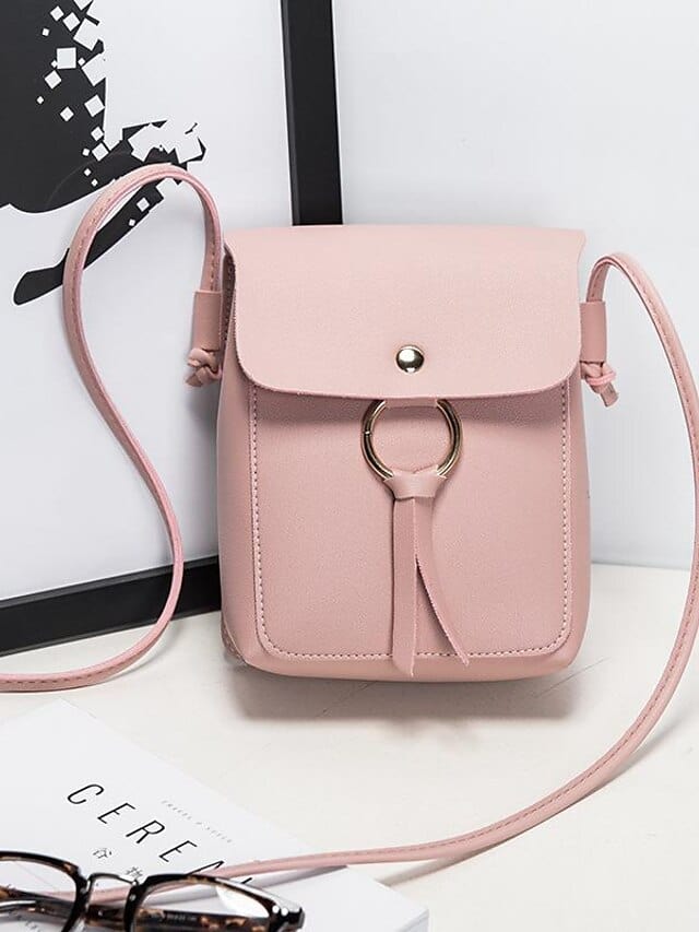 Women's Messenger Bag Sling Shoulder Bag Crossbody Bag Office & Career Solid Color Wine Red Black Pink