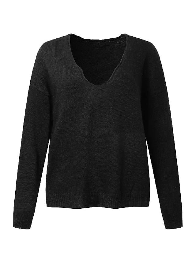 Women's Pullover Sweater Jumper Knitted Solid Color Stylish Basic Casual Long Sleeve Regular Fit Sweater Cardigans V