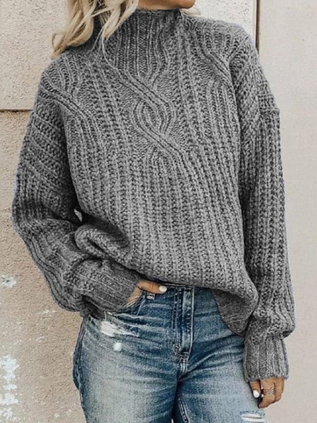 Women's Sweater Pullover Jumper Knitted Solid Color Stylish Vintage Style Casual Long Sleeve Loose Sweater Cardigans