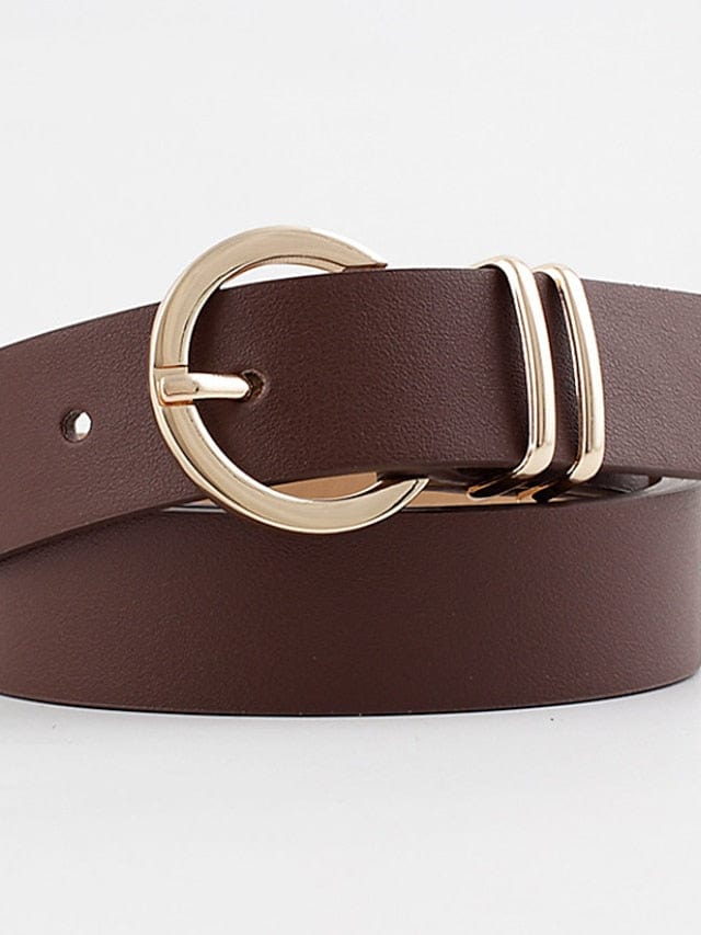 Women's Unisex Pu Buckle Belt Pu Leather Prong Buckle D-ring Casual Classic Party Daily Black Pink Brown Beige MS2311544906S Coffee / S